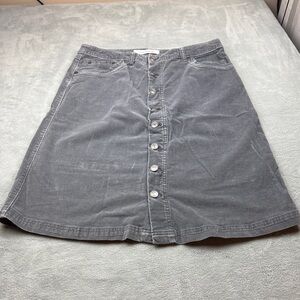 Corduroy Gray Button-Front Skirt